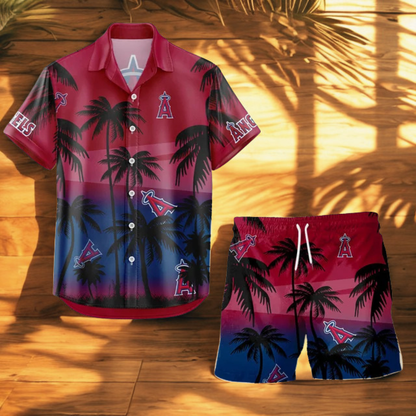 [FLASH SALE] NEW CUSTOMIZED MLB27 LAA LOS ANGELES ANGELS UNISEX HAWAIIAN SHIRT & SHORTS SET