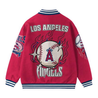 [FLASH SALE] NEW CUSTOMIZED MLB27 LA ANGELS SATIN VARSITY & BASEBALL JACKET