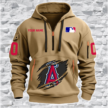 [FLASH SALE] NEW CUSTOMIZED MLB27 LA ANGELS QUARTER ZIP HOODIE