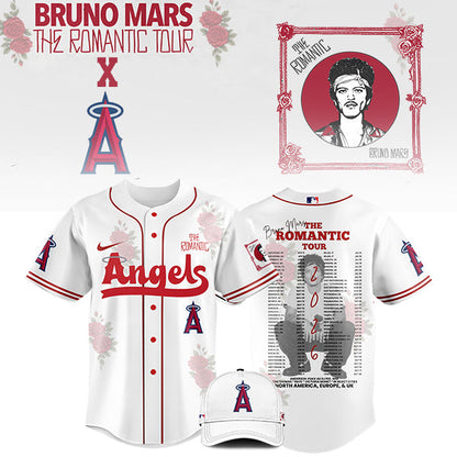 [FLASH SALE] NEW CUSTOMIZED MLB27 LA ANGELS x BRUNO MARS BASEBALL JERSEY & CAP