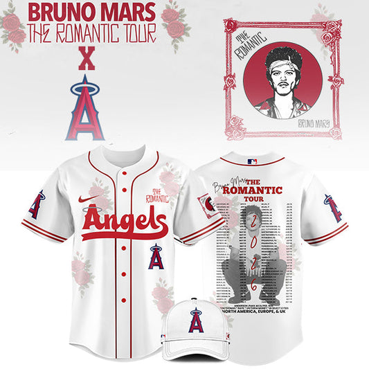 [FLASH SALE] NEW CUSTOMIZED MLB27 LA ANGELS x BRUNO MARS BASEBALL JERSEY & CAP