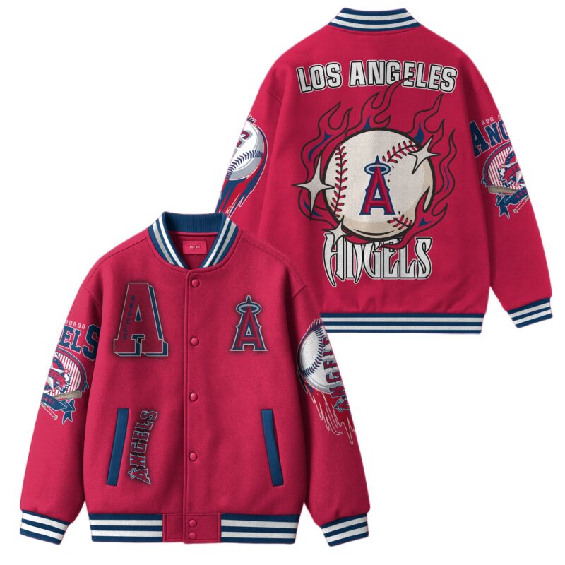 [FLASH SALE] NEW CUSTOMIZED MLB27 LA ANGELS SATIN VARSITY & BASEBALL JACKET