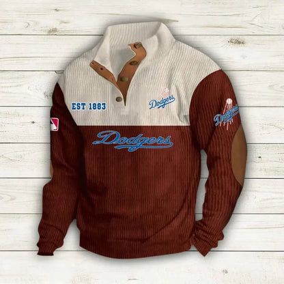 [FLASH SALE] NEW CUSTOMIZED MLB02 LAD LOS ANGELES DODGERS BUTTON SWEATSHIRTS STAND COLLAR