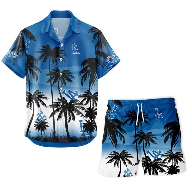[FLASH SALE] NEW CUSTOMIZED MLB02 LAD LOS ANGELES DODGERS UNISEX HAWAIIAN SHIRT & SHORTS SET