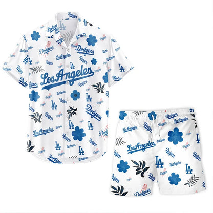 [FLASH SALE] NEW CUSTOMIZED MLB02 LAD LOS ANGELES DODGERS UNISEX HAWAIIAN SHIRT & SHORTS SET