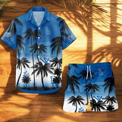 [FLASH SALE] NEW CUSTOMIZED MLB02 LAD LOS ANGELES DODGERS UNISEX HAWAIIAN SHIRT & SHORTS SET
