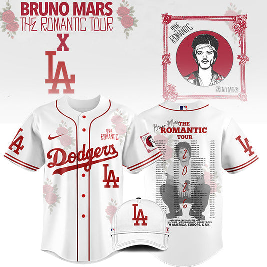 [FLASH SALE] NEW CUSTOMIZED MLB02 LA DODGERS x BRUNO MARS BASEBALL JERSEY & CAP