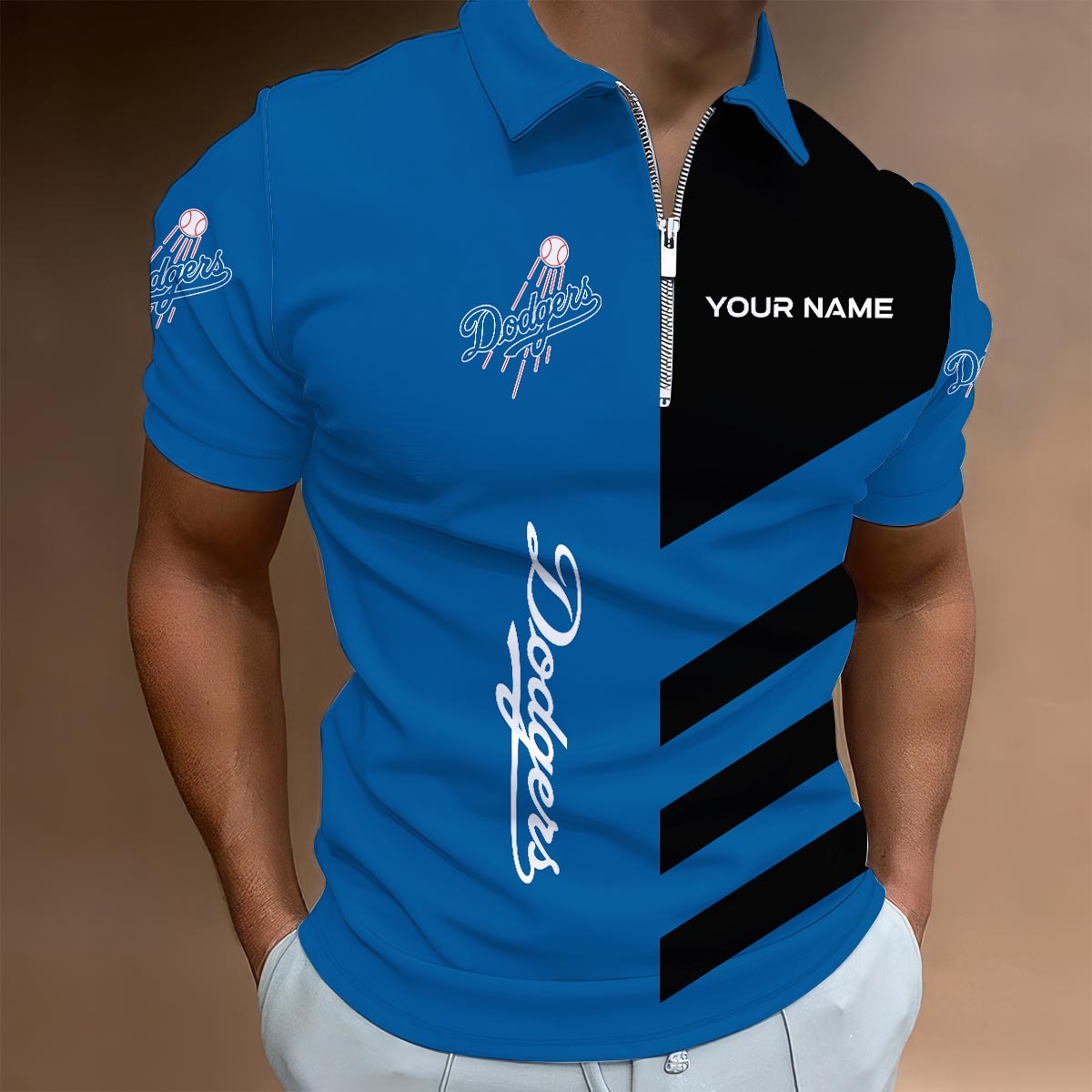 [FLASH SALE] NEW CUSTOMIZED MLB02 LAD LOS ANGELES DODGERS ZIP POLO SHIRT