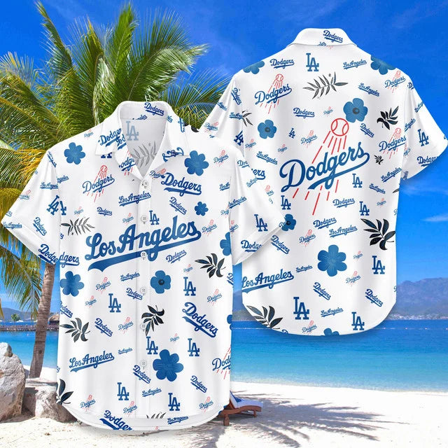 [FLASH SALE] NEW CUSTOMIZED MLB02 LAD LOS ANGELES DODGERS UNISEX HAWAIIAN SHIRT & SHORTS SET