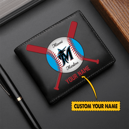 [FLASH SALE] NEW CUSTOMIZED MLB20 MI MARLINS LEATHER WALLET