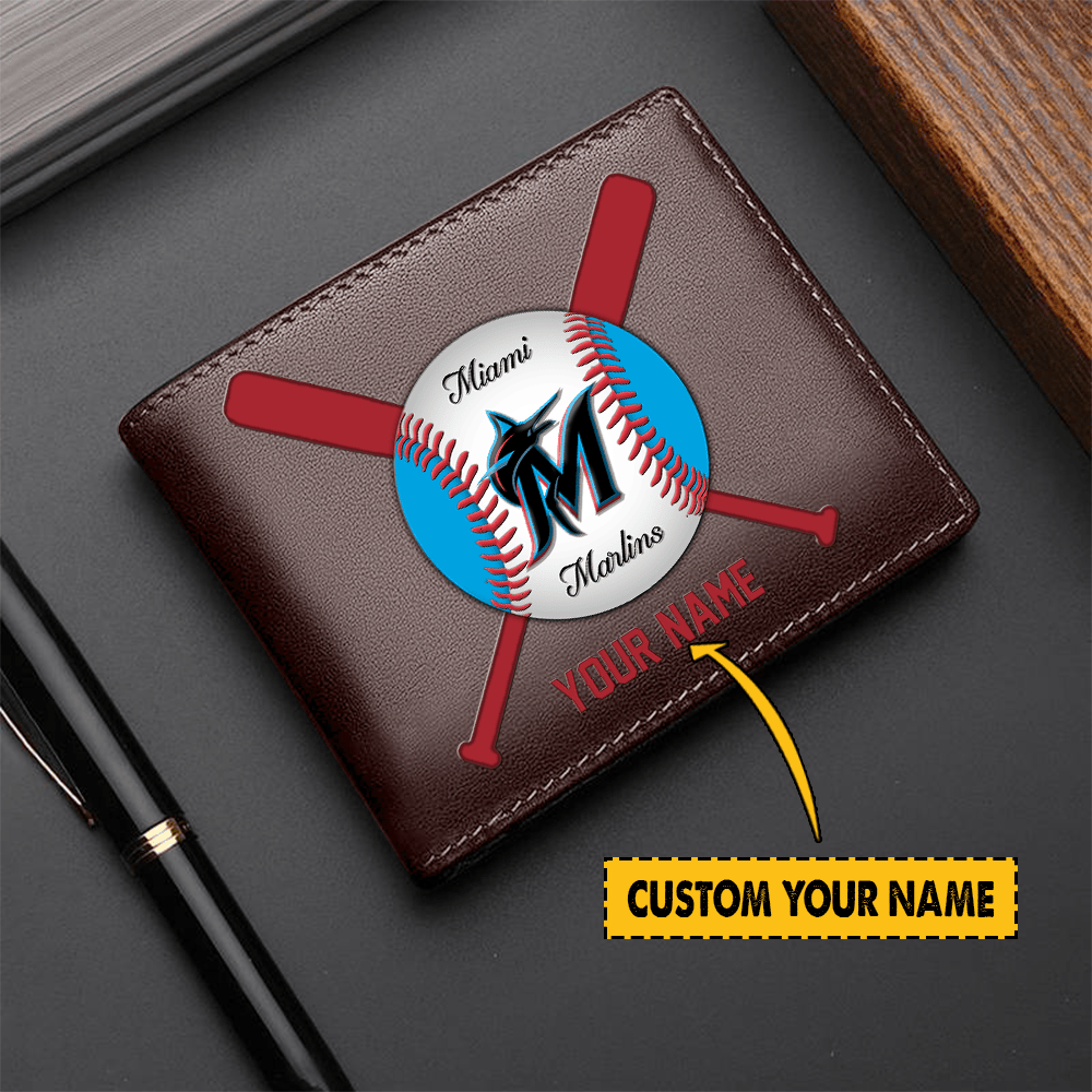 [FLASH SALE] NEW CUSTOMIZED MLB20 MI MARLINS LEATHER WALLET