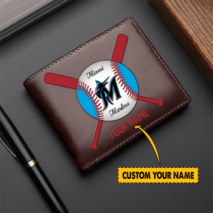 [FLASH SALE] NEW CUSTOMIZED MLB20 MI MARLINS LEATHER WALLET