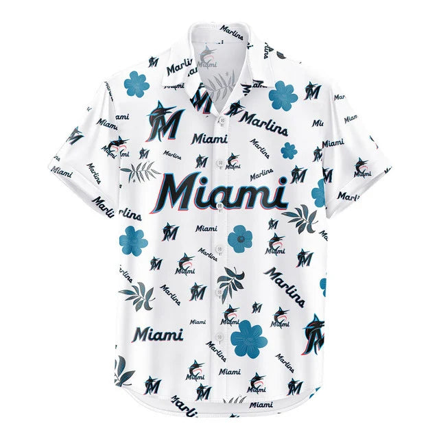 [FLASH SALE] NEW CUSTOMIZED MLB20 MMS MIAMI MARLINS UNISEX HAWAIIAN SHIRT & SHORTS SET