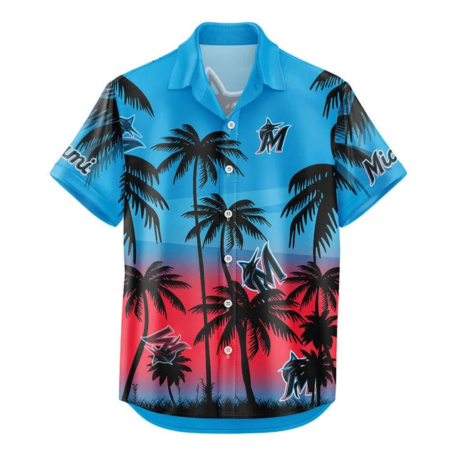 [FLASH SALE] NEW CUSTOMIZED MLB20 MMS MIAMI MARLINS UNISEX HAWAIIAN SHIRT & SHORTS SET