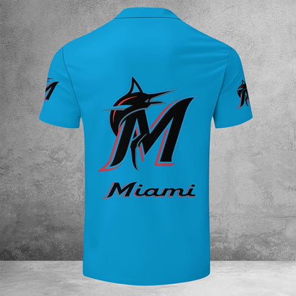 [FLASH SALE] NEW CUSTOMIZED MLB20 MMS MIAMI MARLINS ZIP POLO SHIRT