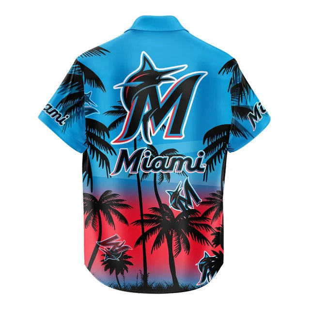 [FLASH SALE] NEW CUSTOMIZED MLB20 MMS MIAMI MARLINS UNISEX HAWAIIAN SHIRT & SHORTS SET