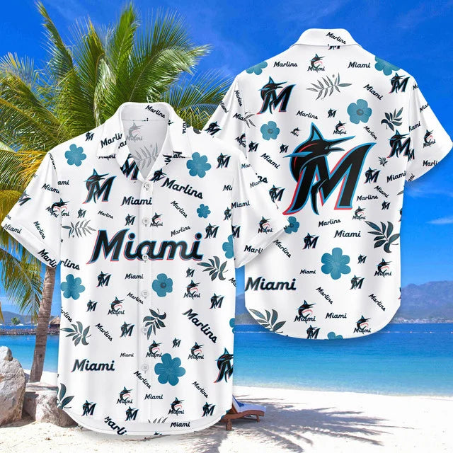 [FLASH SALE] NEW CUSTOMIZED MLB20 MMS MIAMI MARLINS UNISEX HAWAIIAN SHIRT & SHORTS SET