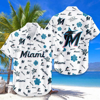 [FLASH SALE] NEW CUSTOMIZED MLB20 MMS MIAMI MARLINS UNISEX HAWAIIAN SHIRT & SHORTS SET