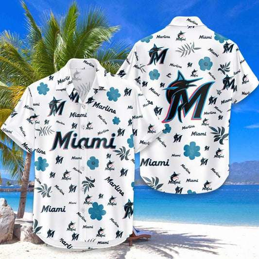 [FLASH SALE] NEW CUSTOMIZED MLB20 MMS MIAMI MARLINS UNISEX HAWAIIAN SHIRT & SHORTS SET