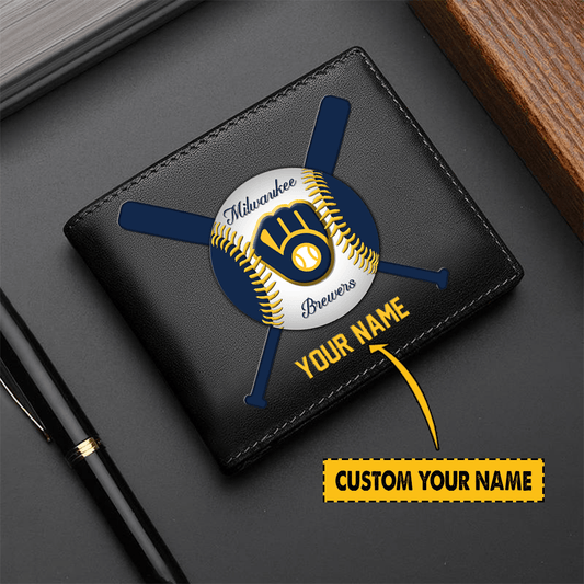[FLASH SALE] NEW CUSTOMIZED MLB15 MW BREWERS LEATHER WALLET