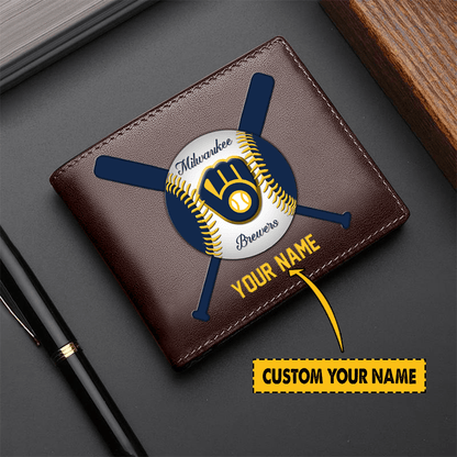 [FLASH SALE] NEW CUSTOMIZED MLB15 MW BREWERS LEATHER WALLET