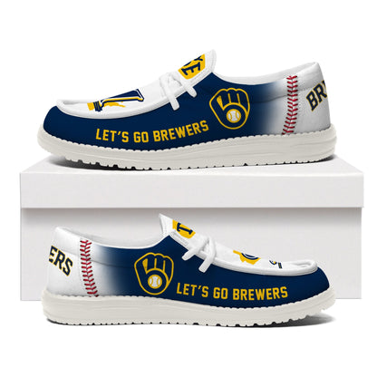 [FLASH SALE] NEW CUSTOMIZED MLB15 MW BREWERS LOAFER SHOES