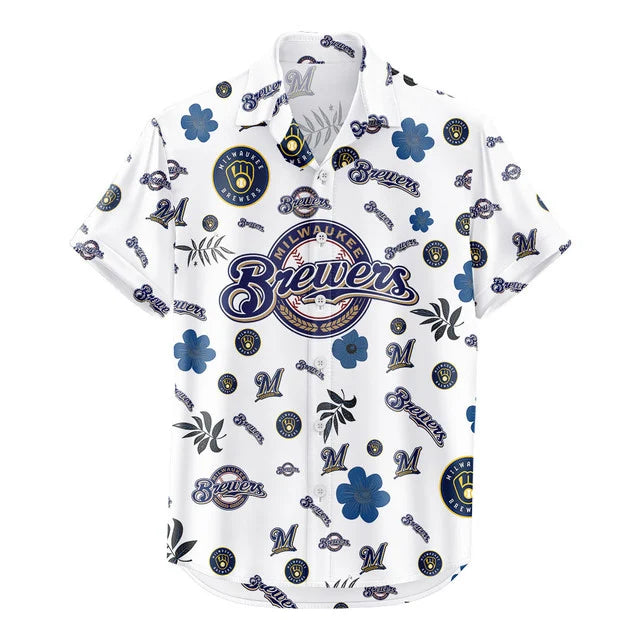 [FLASH SALE] NEW CUSTOMIZED MLB15 MBS MILWAUKEE BREWERS UNISEX HAWAIIAN SHIRT & SHORTS SET