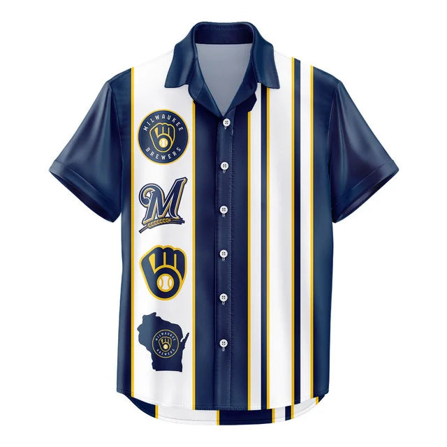 [FLASH SALE] NEW CUSTOMIZED MLB15 MBS MILWAUKEE BREWERS UNISEX HAWAIIAN SHIRT
