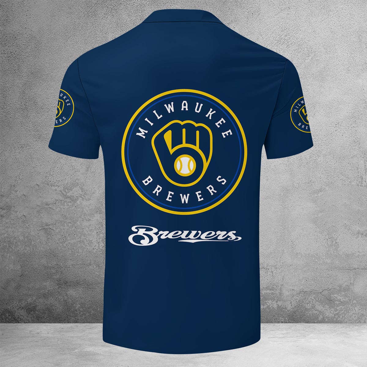 [FLASH SALE] NEW CUSTOMIZED MLB15 MBS MILWAUKEE BREWERS ZIP POLO SHIRT