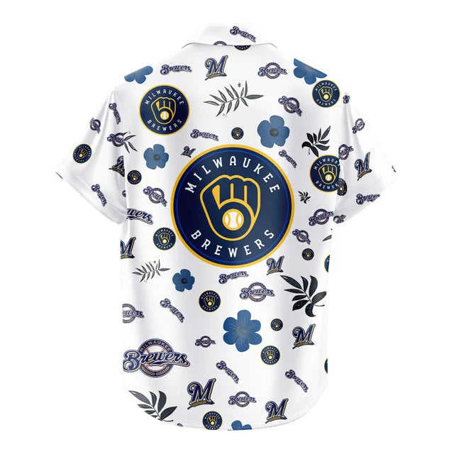 [FLASH SALE] NEW CUSTOMIZED MLB15 MBS MILWAUKEE BREWERS UNISEX HAWAIIAN SHIRT & SHORTS SET