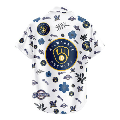 [FLASH SALE] NEW CUSTOMIZED MLB15 MBS MILWAUKEE BREWERS UNISEX HAWAIIAN SHIRT & SHORTS SET