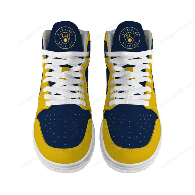 [FLASH SALE] NEW CUSTOMIZED MLB15 MW BREWERS AIR JORDAN SNEAKERS