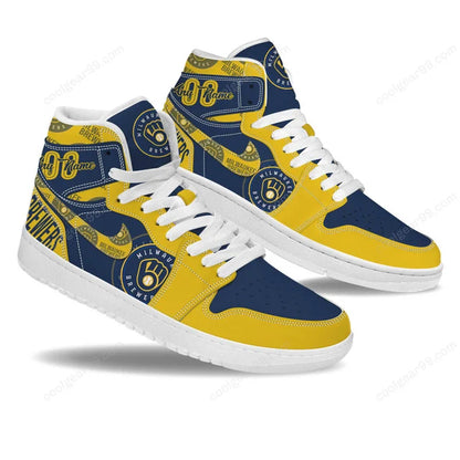 [FLASH SALE] NEW CUSTOMIZED MLB15 MW BREWERS AIR JORDAN SNEAKERS
