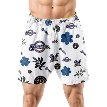 [FLASH SALE] NEW CUSTOMIZED MLB15 MBS MILWAUKEE BREWERS UNISEX HAWAIIAN SHIRT & SHORTS SET