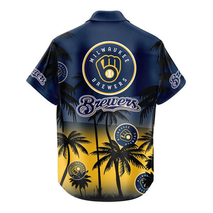 [FLASH SALE] NEW CUSTOMIZED MLB15 MBS MILWAUKEE BREWERS UNISEX HAWAIIAN SHIRT & SHORTS SET