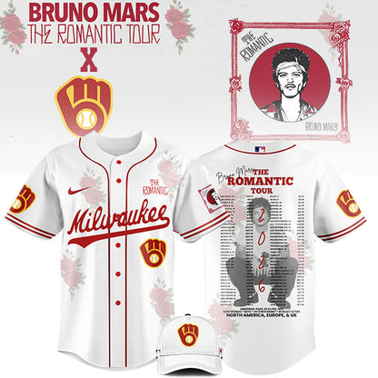 [FLASH SALE] NEW CUSTOMIZED MLB15 MW BREWERS x BRUNO MARS BASEBALL JERSEY & CAP