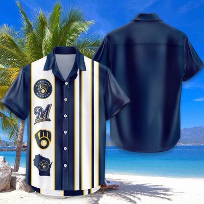 [FLASH SALE] NEW CUSTOMIZED MLB15 MBS MILWAUKEE BREWERS UNISEX HAWAIIAN SHIRT