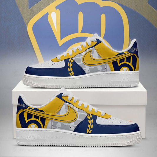 [FLASH SALE] NEW CUSTOMIZED MLB15 MW BREWERS AF1 SHOES