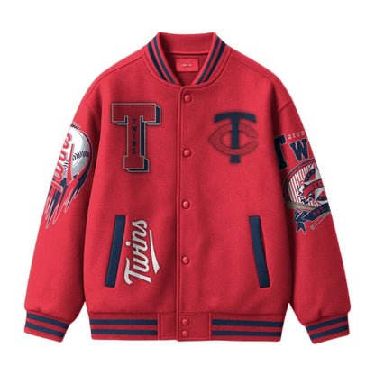 [FLASH SALE] NEW CUSTOMIZED MLB22 MN TWINS SATIN VARSITY & BASEBALL JACKET
