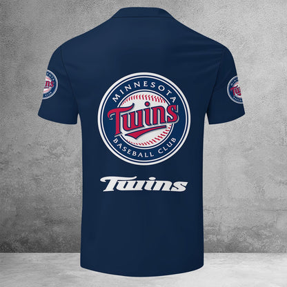 [FLASH SALE] NEW CUSTOMIZED MLB22 MTS MINNESOTA TWINS ZIP POLO SHIRT