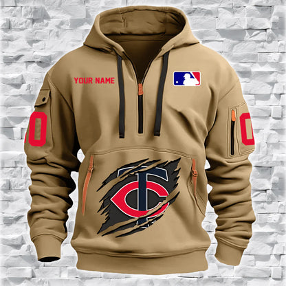 [FLASH SALE] NEW CUSTOMIZED MLB22 MN TWINS QUARTER ZIP HOODIE
