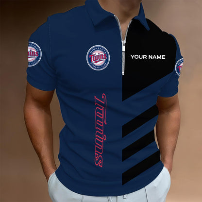 [FLASH SALE] NEW CUSTOMIZED MLB22 MTS MINNESOTA TWINS ZIP POLO SHIRT