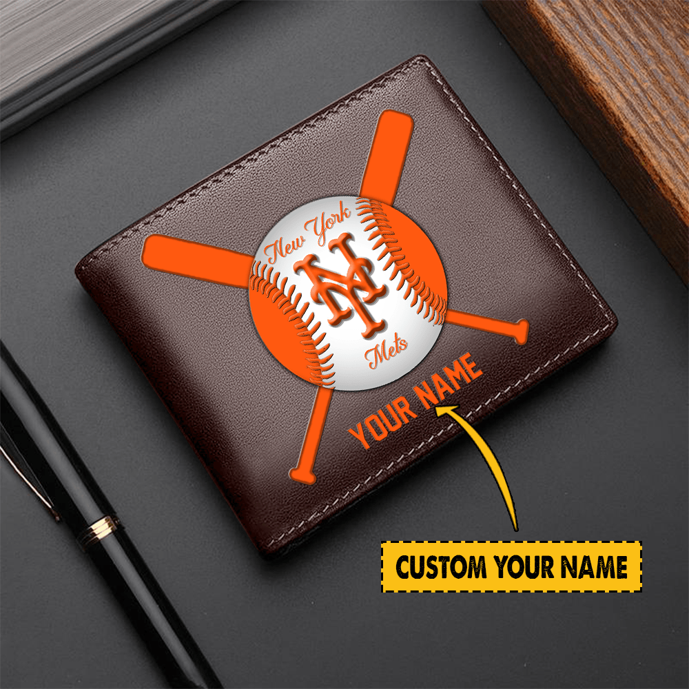 [FLASH SALE] NEW CUSTOMIZED MLB17 NY METS LEATHER WALLET