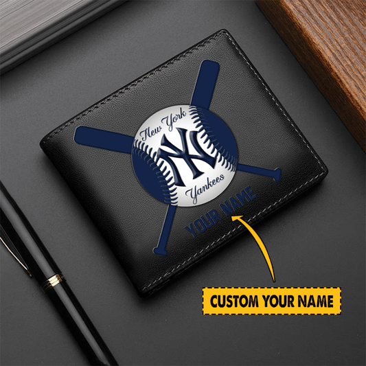 [FLASH SALE] NEW CUSTOMIZED MLB01 NYY NEW YORK YANKEES LEATHER WALLET