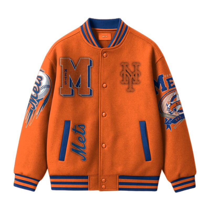 [FLASH SALE] NEW CUSTOMIZED MLB17 NY METS SATIN VARSITY & BASEBALL JACKET
