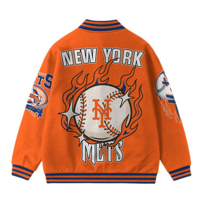[FLASH SALE] NEW CUSTOMIZED MLB17 NY METS SATIN VARSITY & BASEBALL JACKET