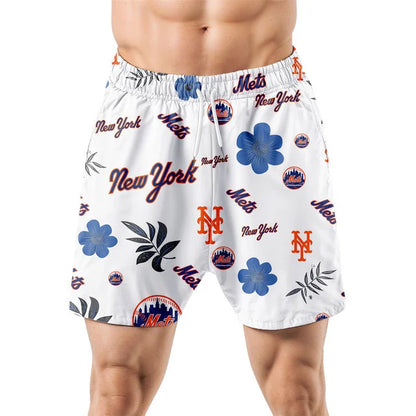 [FLASH SALE] NEW CUSTOMIZED MLB17 NYM NEW YORK METS UNISEX HAWAIIAN SHIRT & SHORTS SET