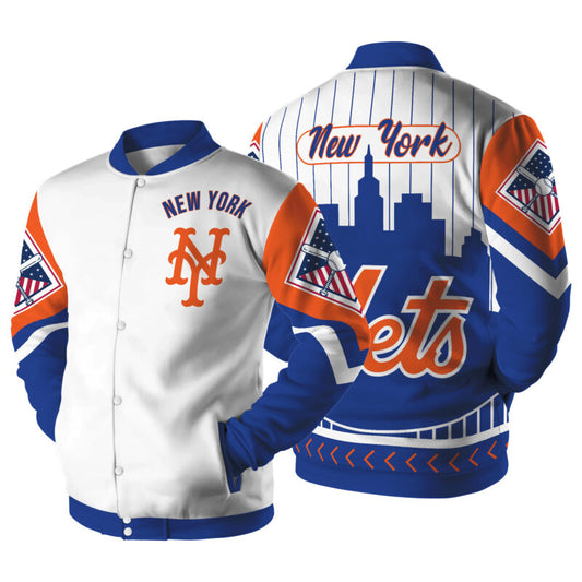 [FLASH SALE] NEW CUSTOMIZED MLB17 NY METS SATIN VARSITY & BASEBALL JACKET