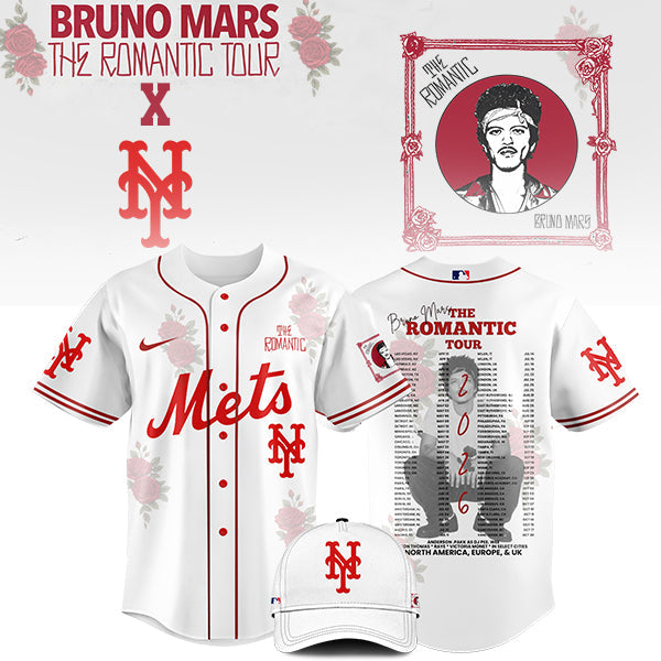 [FLASH SALE] NEW CUSTOMIZED MLB17 NY METS x BRUNO MARS BASEBALL JERSEY & CAP