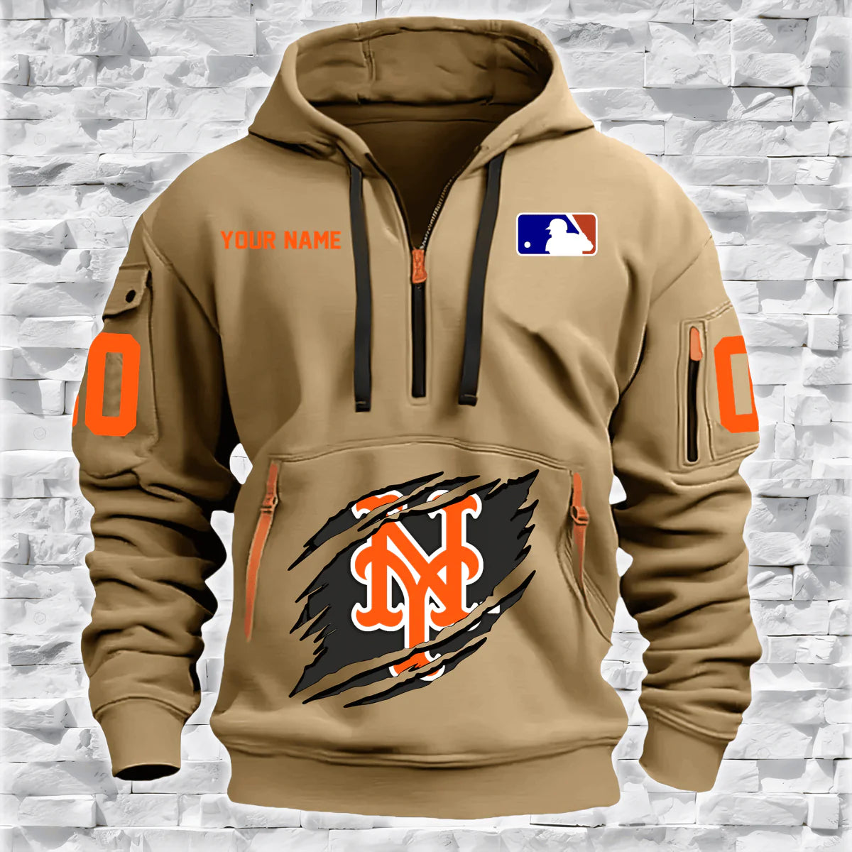 [FLASH SALE] NEW CUSTOMIZED MLB17 NY METS QUARTER ZIP HOODIE